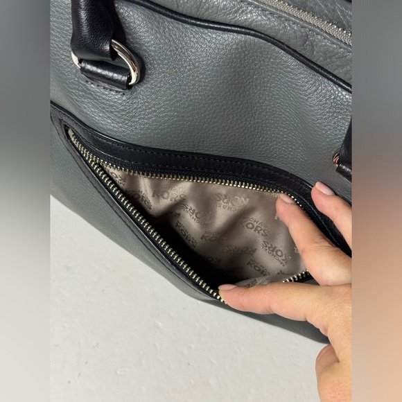 Michael Kors Smoke Gray Leather Convertible Dome Satchel Purse Bag - Picture 4 of 13